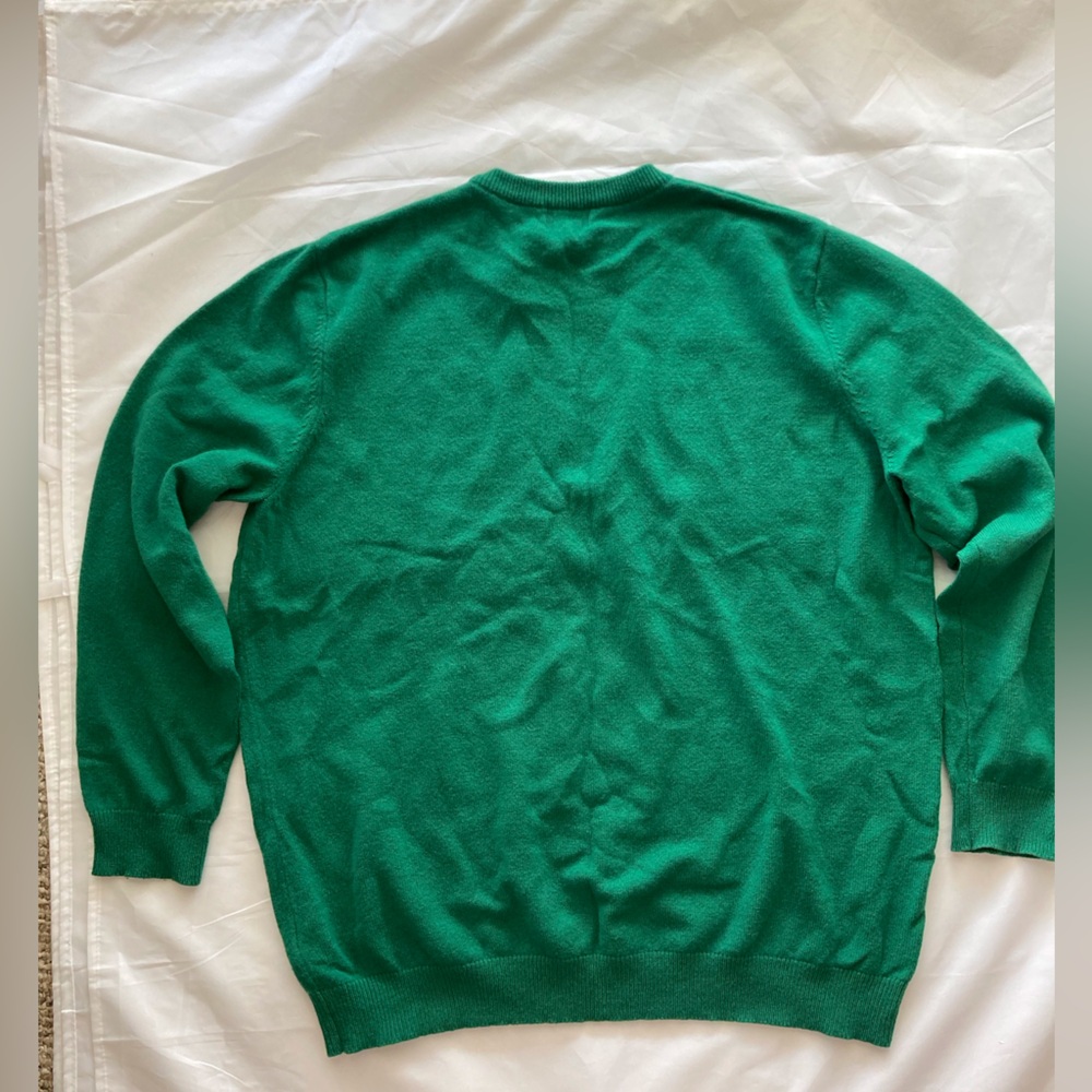 L.L.Bean Kelly Green 100% Lambswool Crewneck Men’s Sweater XXL Tall EUC Y2K Era - Picture 2 of 9
